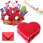 eggless 1kg red velvet cake heart shape n teddy roses flower chocolate gifts