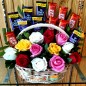 6 kitkat 6 dairy milk  with 12 roses basket