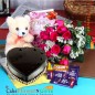 half kg chocolate cake teddy chocolate roses card