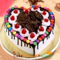 1kg eggless black forest gems heart shape cake