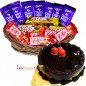 half kg eggless chocolate cake and basket of choco treat