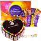 1kg eggless chocolate heart shape gems cake n chocolate combo