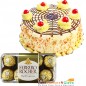 Half Kg butterscotch cake 16 Ferrero Rocher Chocolate Gift