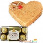 1Kg Heart Shape Butterscotch Cake 16 Ferrero Rocher Chocolate Gift