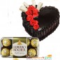 1Kg Heart Shape Chocolate Cake 16 Ferrero Rocher Chocolate Gift