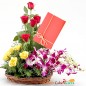10 roses 4 orchid beautifully arranged in a basket