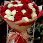 30 red white roses bouquet