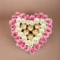 30 Pink 16 White Roses 6 Ferrero Rocher heart shape arrangement