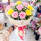 pink and yellow roses bouquet