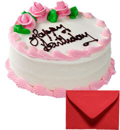 Eggless Half Kg Strawberry Cake with Card