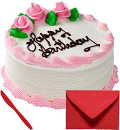 Eggless 1Kg Strawberry Cake With Card