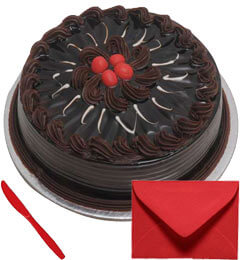 Eggless 1Kg Chocolate Truffle Cake With Card
