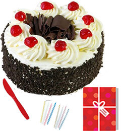 Half Kg Eggless black Forest Cake n Greeting Card For Any Occasion 