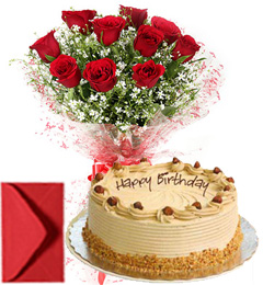 send 1Kg Eggless Butterscotch Cake n Red Roses delivery