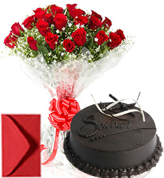 Big Roses Bouquet n Eggless Chocolate Cake
