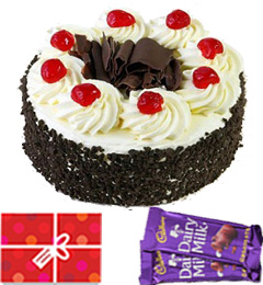 send Eggless Black Forest Cake n Chocolate Starter delivery