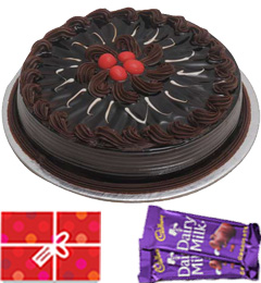 send Eggless Chocolate Traffle Cake n Chocolate Starter delivery