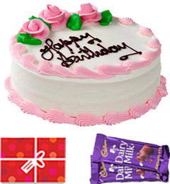 send Eggless Strawberry Cake n Chocolate Starter delivery