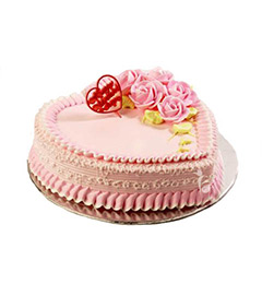 1Kg Eggless Heart Shape Strawberry Cake