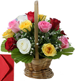 send 20 Mix Roses Basket delivery