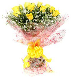 10 Yellow Roses Flower Bouquet