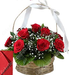 15 Red Roses Basket Gifts