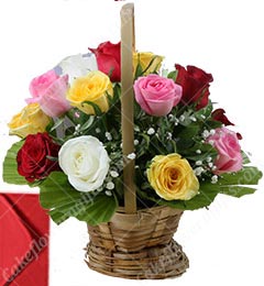 send 15 Mix Roses Basket delivery