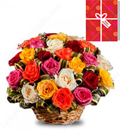 send 40 Mix Roses Basket delivery