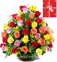 send 50 Mix Roses Basket delivery