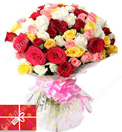 send 50 Mix Roses Bouquet delivery