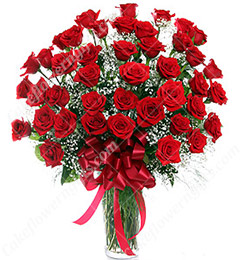 send 30 red roses in a vase delivery
