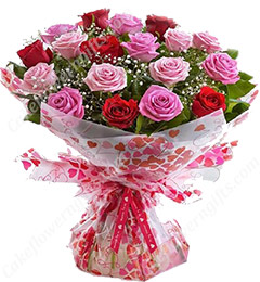 send Red n Pink Roses Bouquet  delivery