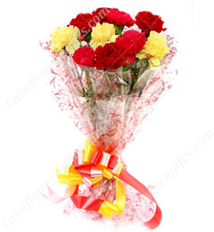 send Mix Carnations bunch with Greeting delivery