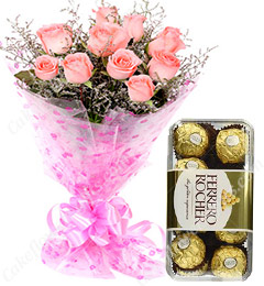 send Mix Roses Bouquet n Ferrero Rocher Chocolate delivery