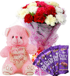 chocolate and teddy bear gift