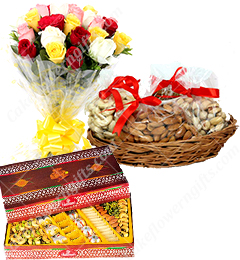 send  Dry Fruits n Sweets n Roses Bouquet Combo Gift delivery
