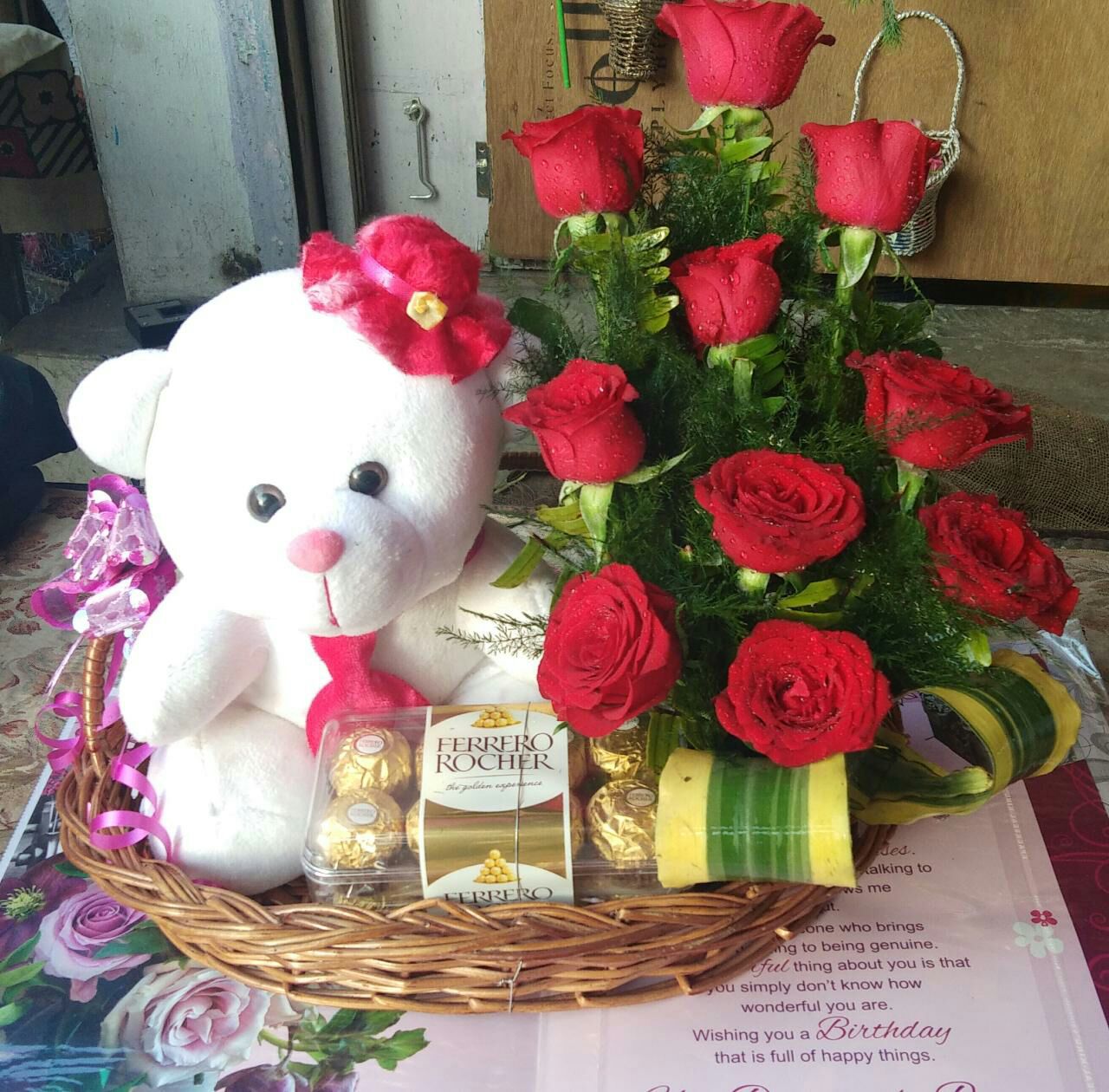 chocolate bouquet with teddy bear