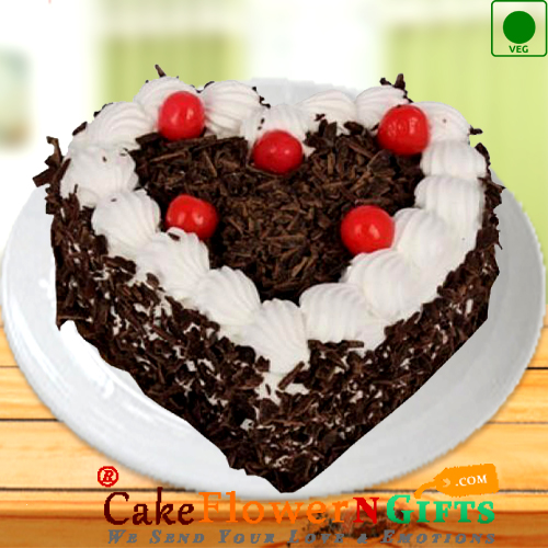 Eggless 1kg heart shape black forest cake