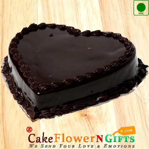 1Kg Heart Shaped Chocolate Truffle Eggless Cake