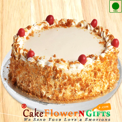 send Eggless Butterscotch Cake Half Kg Any Occasion delivery