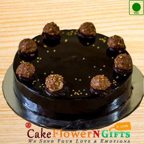 send 1kg Ferrero Rochers Chocolate Eggless Cake delivery
