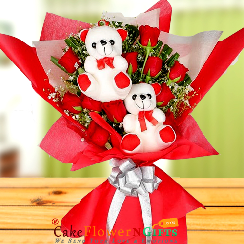 send Red Roses and Teddy Bouquet delivery
