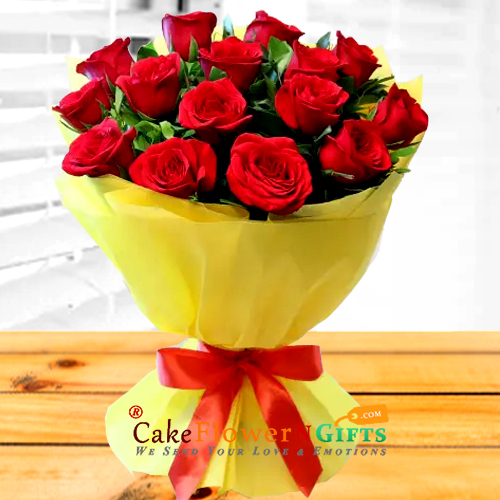 send 15 Red Roses Flower Bouquet delivery