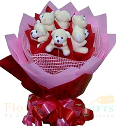 send 6 Teddy Bouquet delivery