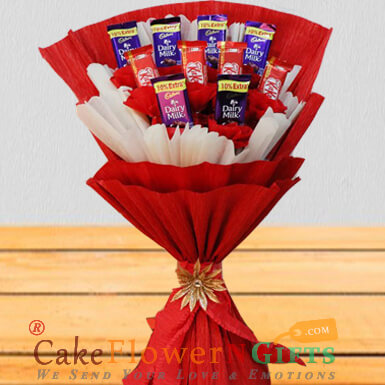 send kitkat n dairy milk chocolate bouquet delivery