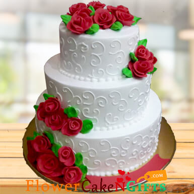 send 3 tier vanilla rose cake delivery