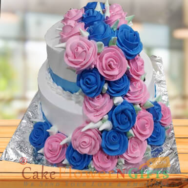 send 2 tier roses vanilla cake 3 kg delivery