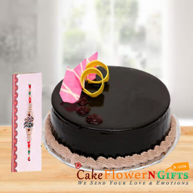 send half kg chocolate cake n rakhi delivery