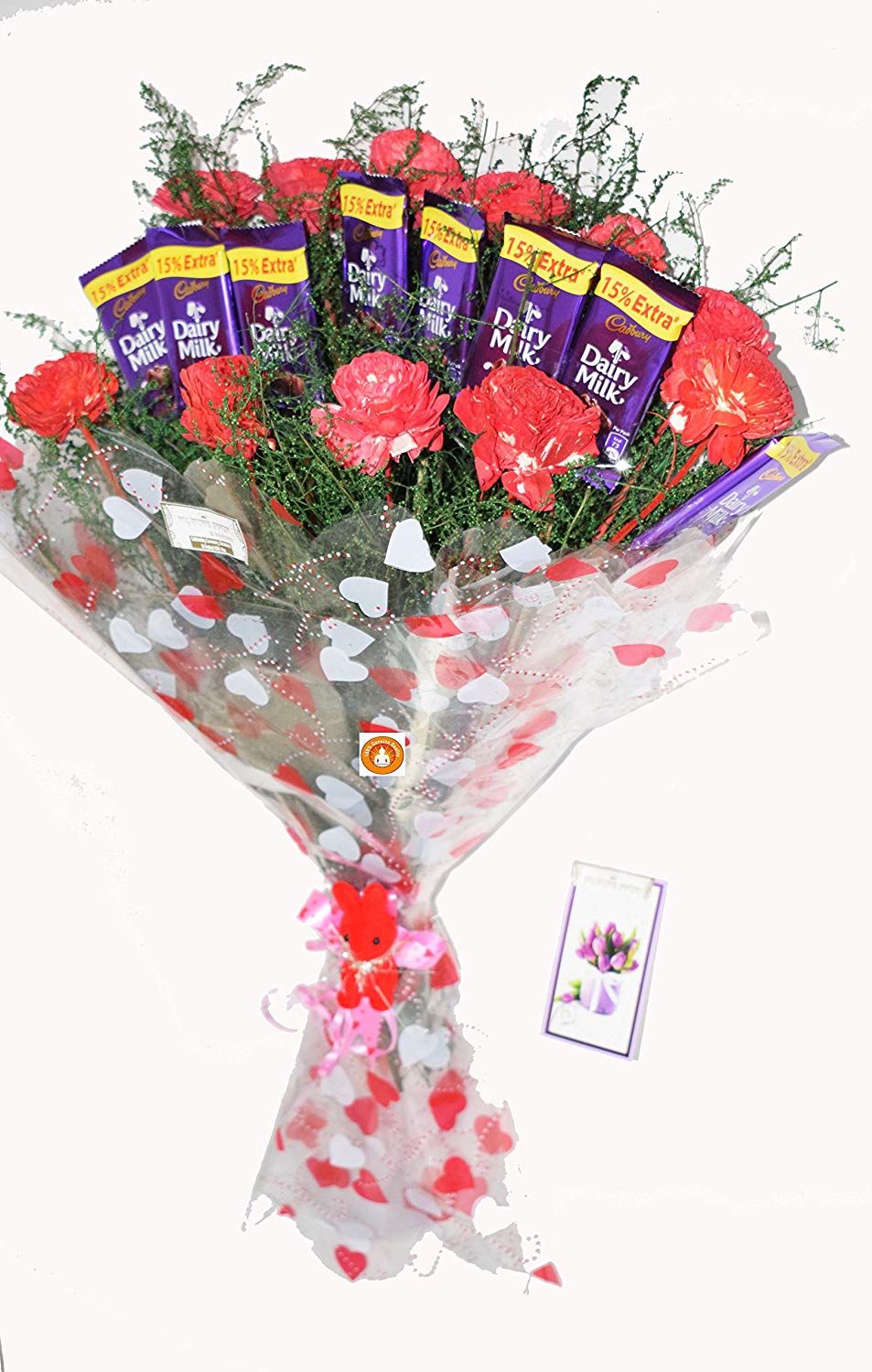 send roses dairy milk chocolates bouquet delivery