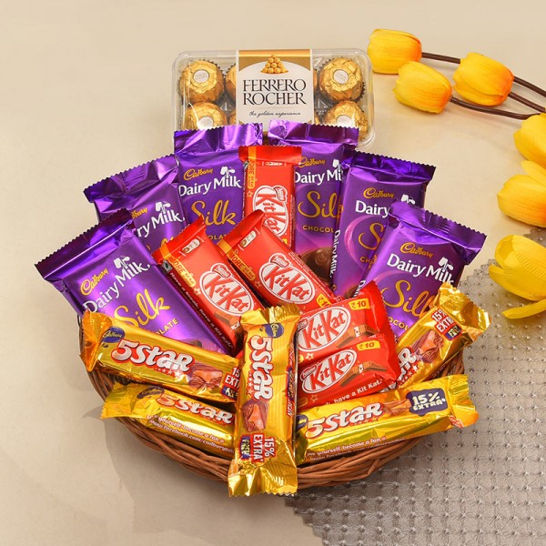 send Basket of Chocolates and Cookies with greeting card delivery